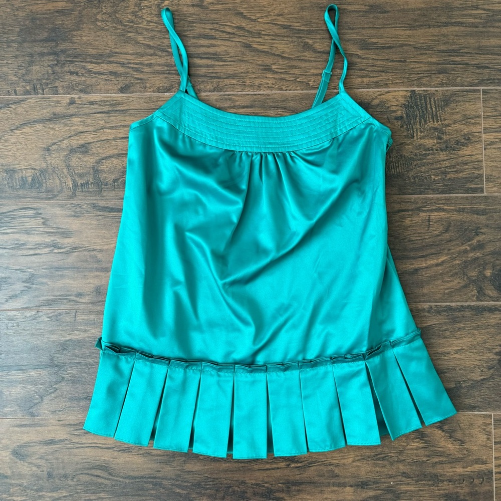 Richard Chai x Target Green Satin Ruffle Tank Top
